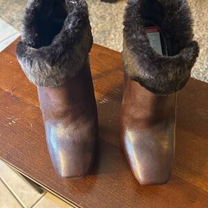 Guess Dark Brown Fur Ankle Booties